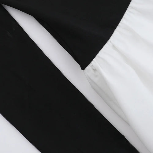 Load image into Gallery viewer, Off-shoulder Long Sleeve Sexy Mini Dress For Women Contrast Color Patchwork Strapless Backless A-line Sexy Dress
