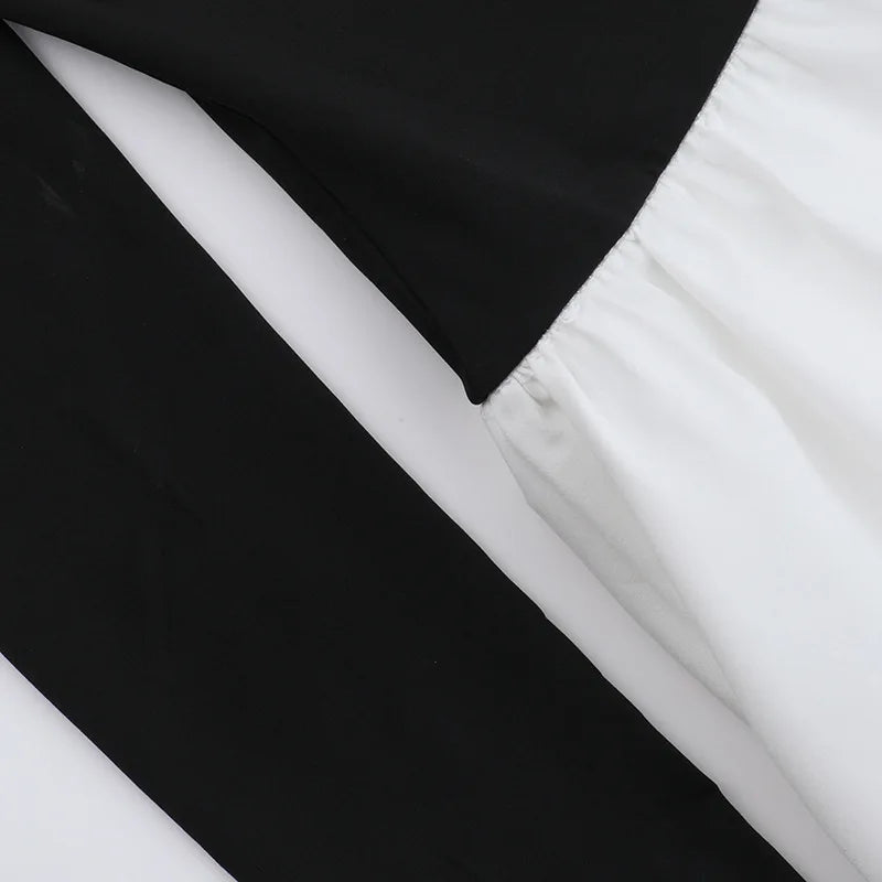 Off-shoulder Long Sleeve Sexy Mini Dress For Women Contrast Color Patchwork Strapless Backless A-line Sexy Dress