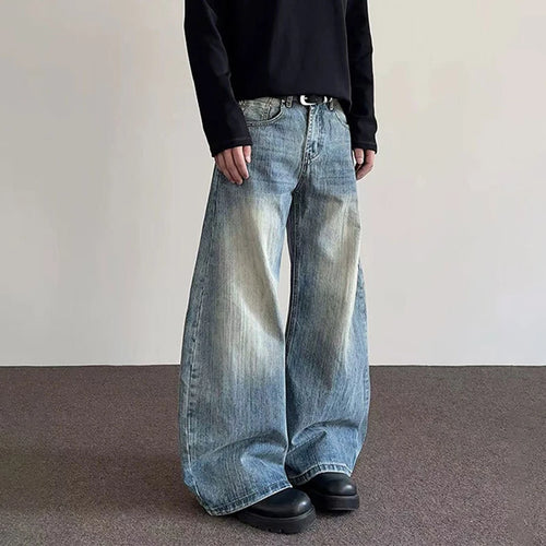 Load image into Gallery viewer, Men&#39;s Jeans New American Style High Street Cleanfit Curved Knife Male Flared Straight Leg Trousers Trendy Bottoms 9W1488
