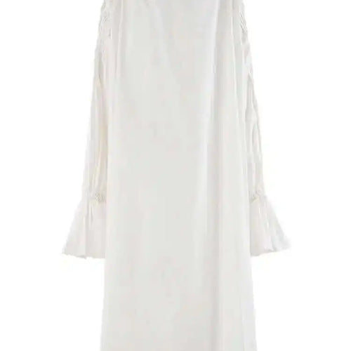 Load image into Gallery viewer, Women White Big Size Elegant Shirt Dress New Stand Collar Long Flare Sleeve Fashion Tide Spring Autumn 2025 CPDB216
