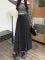French Vintage Women Black Grey Elegant A-line Long Skirt 2024 New Autumn Winter Brown Versatile Pleated Skirt Streetwear simple