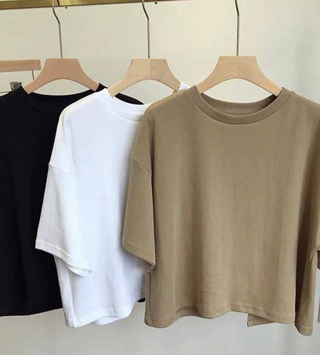 Summer New Ladies Casual Backless T-Shirt 2024 Korean Women Round Neck Loose Sweet Spicy Wind Short-Sleeved Crop Tops