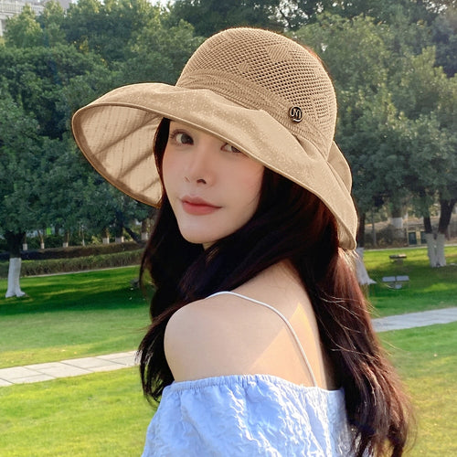 Load image into Gallery viewer, Summer Hats For Women Fashion M Letter Bow Design Straw Hat  Empty Top Sun Hat Travel Beach Hat
