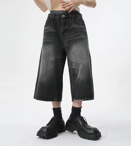 Calf-Length Pants High Street Straight Men Jeans Summer Fashion Men's Clothing American Style Denim Shorts 9C5970