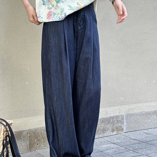 Load image into Gallery viewer, High Waist Blue Denim Thin Casual Pocket Wide Leg Jeans New Women Trousers Fashion Tide Spring Autumn 2025 1DJ1212
