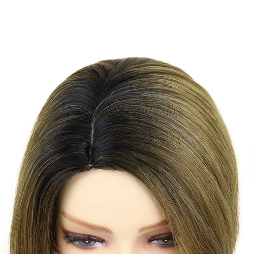 Load image into Gallery viewer, Short Womens Bob Wigs,Ombre Brown Color Wig with Dark Roots,Heat Resistant Synthetic Fiber,Natural Short Wig for Woman
