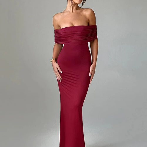 Load image into Gallery viewer, Strapless Backless Sexy Maxi Dress For Women Black Solid Off-shoulder Sleeveless Bodycon Club Party Long Dress Elegant
