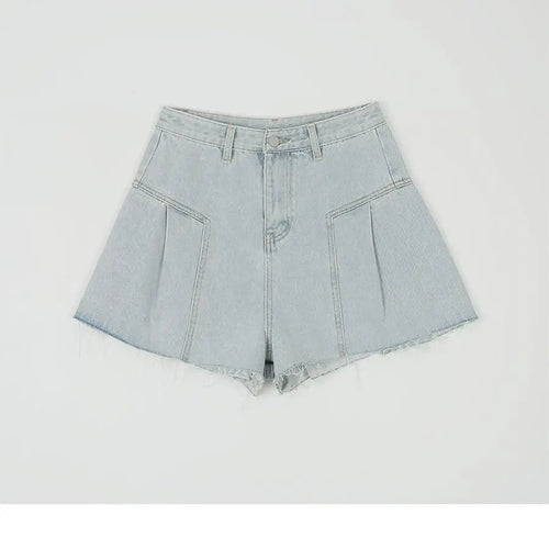 Load image into Gallery viewer, Fashion Summer Women Pink Elegant High Waist Button Wigh Leg Jeans Casual Female Loose Blue Versatile A-line Denim Shorts French

