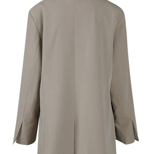 Load image into Gallery viewer, Big Size Khaki Long Blazer Wide Leg Pants Two Piece Suit New Lapel Long Sleeve Women Fashion Tide Spring Autumn 2025
