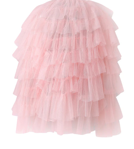 Women Yellow Mesh Layers Perspective Big Size Blouse New Round Neck Long Sleeve Shirt Fashion Tide Spring Autumn 2025