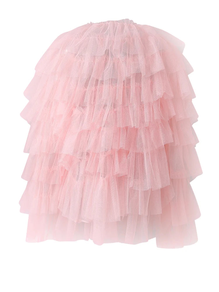 Women Yellow Mesh Layers Perspective Big Size Blouse New Round Neck Long Sleeve Shirt Fashion Tide Spring Autumn 2025