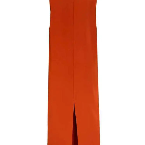 Load image into Gallery viewer, Women Orange Pocket Knot Elegant  Long Big Size Dress New V-Neck Sleeveless Fashion Tide Spring Summer 2025 1DH6380
