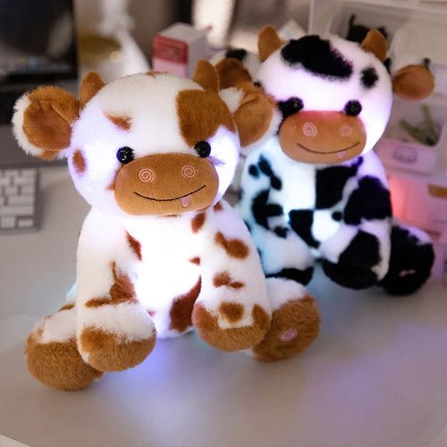 Load image into Gallery viewer, 1pc 20/25cm Cute Luminous Cow Plush Pillow Toy Kawaii Dairy Cattle Dolls Stuffed Soft Colorful Glowing Cow Nice Birthday Gift
