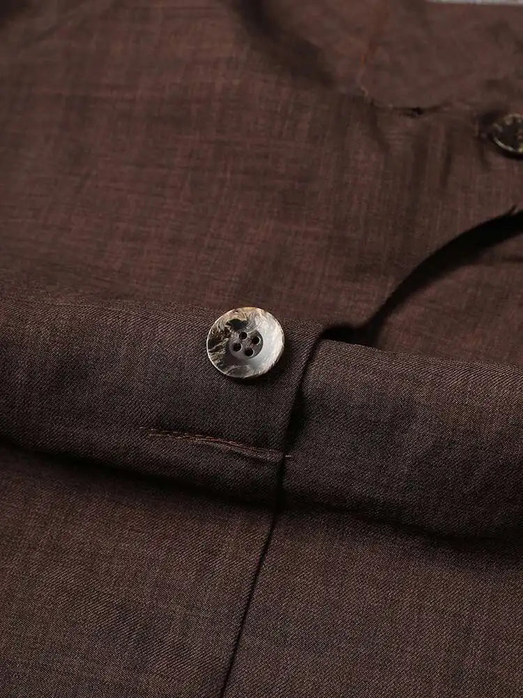 Women Dark Brown Irregular Big Size Elegant Blouse New Scarf Collar Long Sleeve Shirt Fashion Spring Autumn 2025 CPG2867