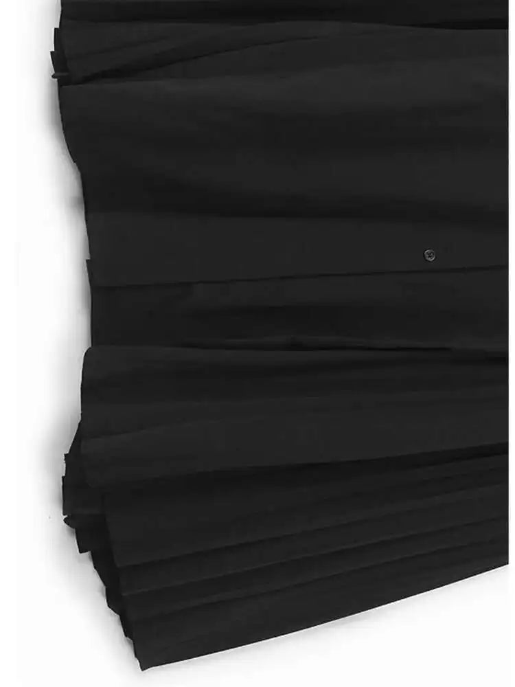 Women Green Hem Irregular Pleated Big Size Shirt Dress New Lapel Long Sleeve Fashion Tide Spring Autumn 2025 1DH6769