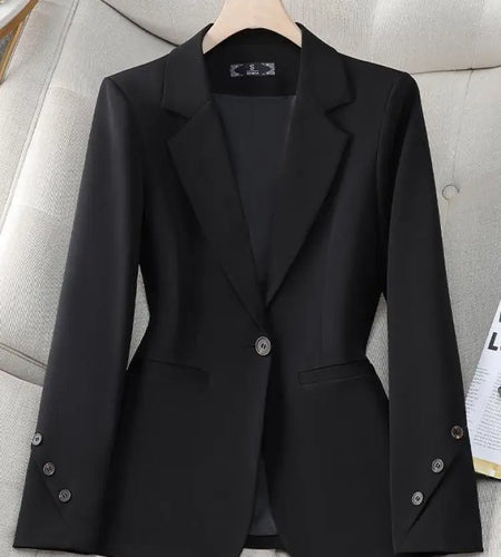Spring And Autumn Simple Black White Professional Office Lady Jacket Tops Women Brown Single Button Elegant Festival Blazer Coat