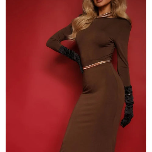 Load image into Gallery viewer, Elegant Long Sleeve Bow Body Con Party Evening Dress Women Winter New Elastic Slim Maxi Vestidos Sexy Deep V Clothing
