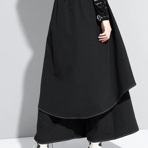 Load image into Gallery viewer, High Elastic Waist Black Irregular Topstitched Wide Leg Pants New Trousers Women Fashion Tide Spring Autumn 2025 1DA613
