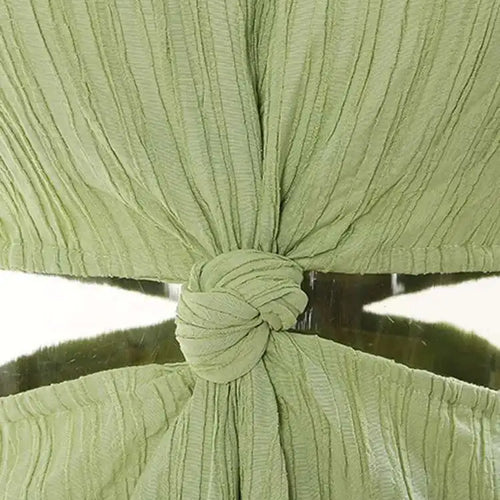 Load image into Gallery viewer, Women Green Waist Knot Cut-out Long Elegant Dress New Round Neck Sleeveless Loose Fit Fashion Spring Summer 2025 17A7128
