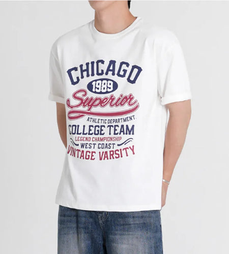 Korean New Summer Men's T-shirts Letter Printed Short Sleeved T-shirt Loose Round Collar Korean Stylish Male Top 9W1631