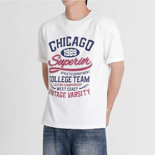 Load image into Gallery viewer, Korean New Summer Men's T-shirts Letter Printed Short Sleeved T-shirt Loose Round Collar Korean Stylish Male Top 9W1631
