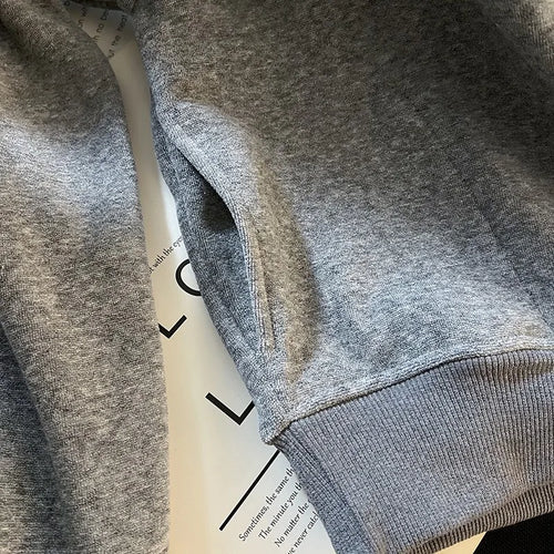 Load image into Gallery viewer, Korean Fashion Women's Beige Velvet Half Zipper Sweatshirt Autumn Winter Grey Long Sleeve Holiday Casual Pullover Tops Thick New
