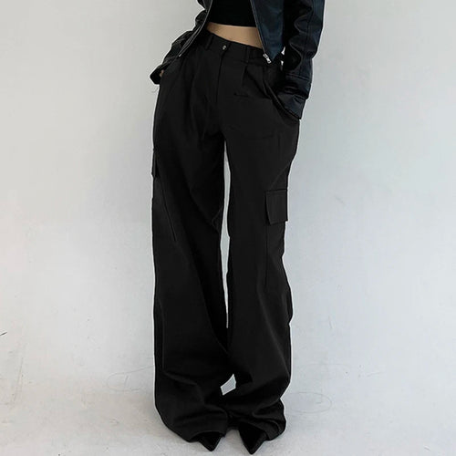 Load image into Gallery viewer, Korean Fashion Pleated Suit Pants Solid Elegant Basic Cargo Trousers Women Harajuku Folds Pockets Sweatpants Outfits
