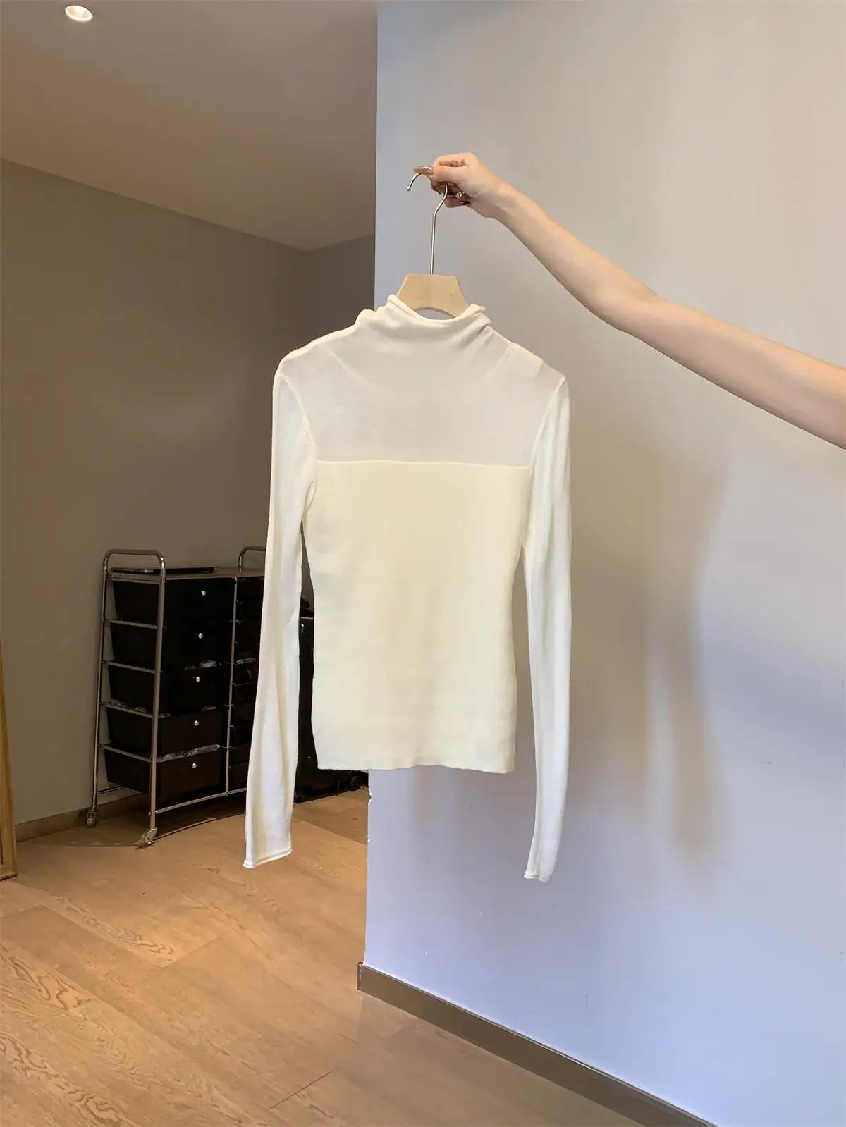 Retro Korean Version Women Solid Patchwork Elegant Knitted High Neck Sweater Autumn Winter Slim Pullovers Tops Simplicity Trendy