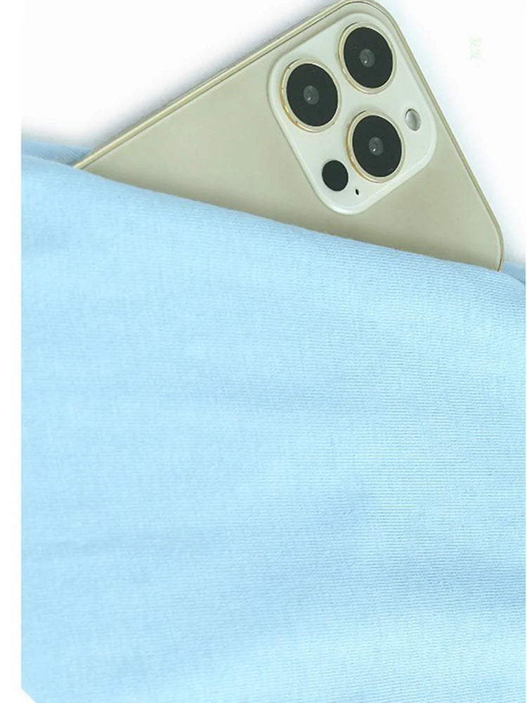 Women Blue Brief Pocket Casual Big Size Midi Dress New Round Neck Short Sleeve Fashion Tide Spring Summer 2025 1DJ1187