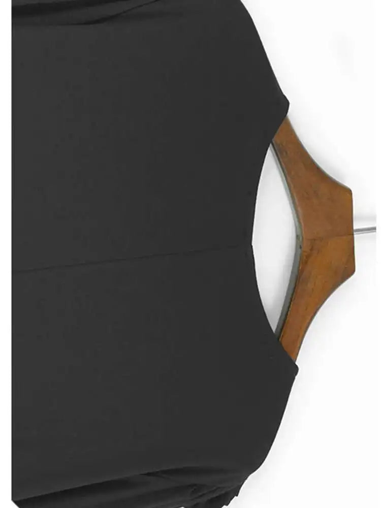 Women Black Ruffles Spliced Big Size Elegant Dress New Round Neck Long Sleeve Fashion Tide Spring Autumn 2025  1DH9813