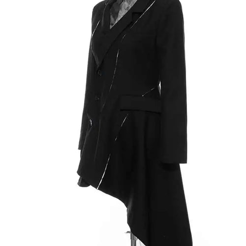 Load image into Gallery viewer, Women Black White Striped Spliced Irregular Dress New Round Neck Full Sleeve Loose Fit Fashion Spring Autumn 2025 1A320
