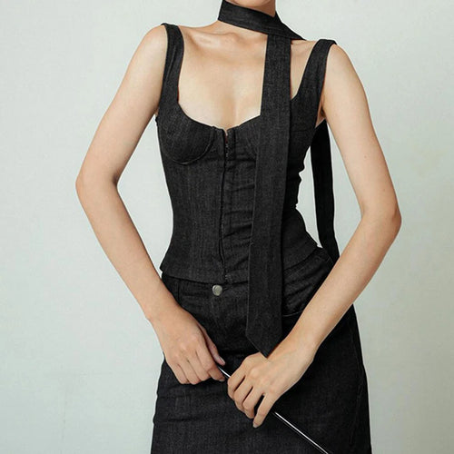 Load image into Gallery viewer, Elegant Chic Party Tank Top Female Pins Up Fashion Short Corset Top Streetwear Club Bustiers With Tie Sleeveless Hot
