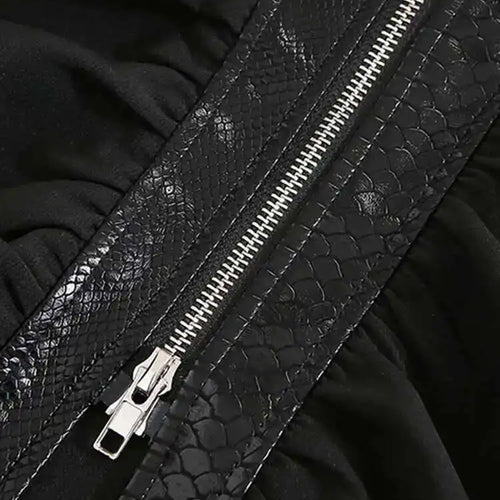 Load image into Gallery viewer, High Waist Black Pu Leather Pleated Zipper Slit Midi Half-body Skirt Women Fashion Tide New Spring Autumn 2025 1DH7055
