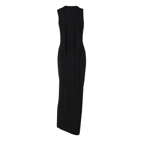 Load image into Gallery viewer, Hollow Out Halter Sexy Maxi Dress Women Summer New Metal Decoration Sleeveless Slim High Waist Long Dress Elegant
