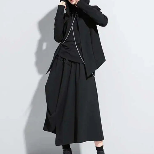 Load image into Gallery viewer, Loose Fit Black Brief Irregular Short Jacket New Hooded Long Sleeve Women Coat Fashion Tide Spring Autumn 2025 1Z591
