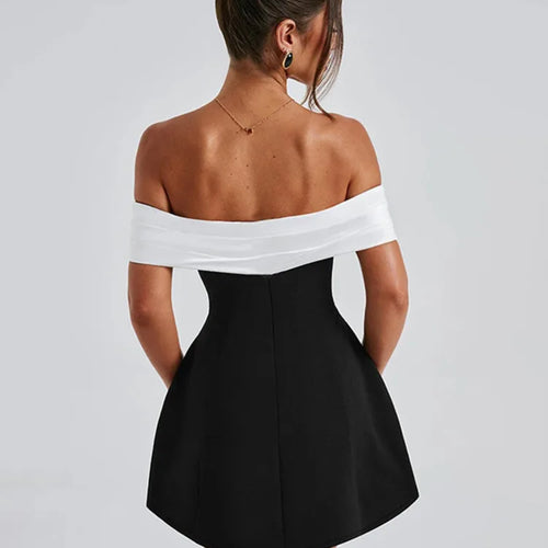 Load image into Gallery viewer, Off-shoulder Backless Sexy Mini Dress For Women Fashion Strapless Sleeveless High Waist A-line Club Party Dress Elegant
