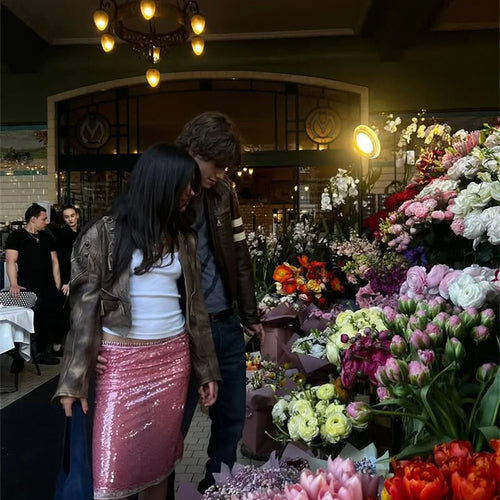 Load image into Gallery viewer, Sequin Summer Beach Sexy Skirt Women Elegant Sparkle High Waist A-line Skirts Female Pink Vacation Club Party Skirt
