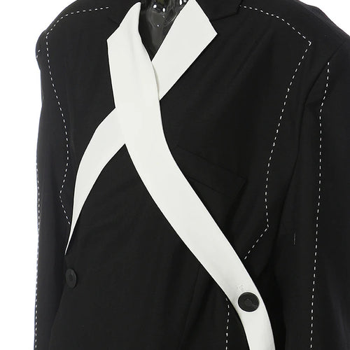 Load image into Gallery viewer, Women Topstitched Cross Big Size Blazer New Lapel Long Sleeve Loose Fit Jacket Fashion Tide Spring Autumn 2025 1DE9036
