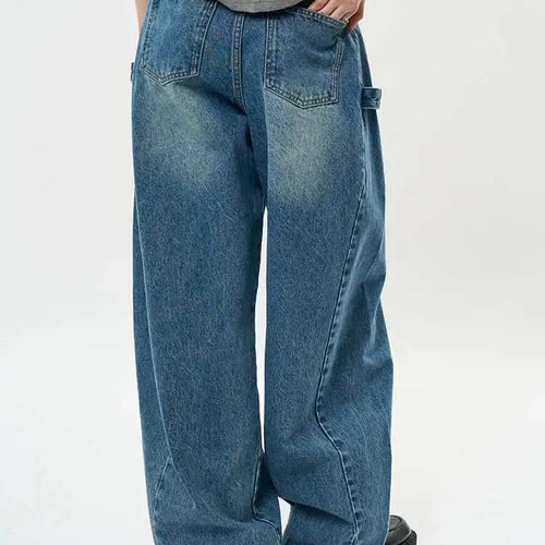 Load image into Gallery viewer, High Waist Blue Denim Shaped Buckle Long Casual Wide Leg Jeans New Women Trousers Fashion Tide Spring Autumn 2025 1DH9091
