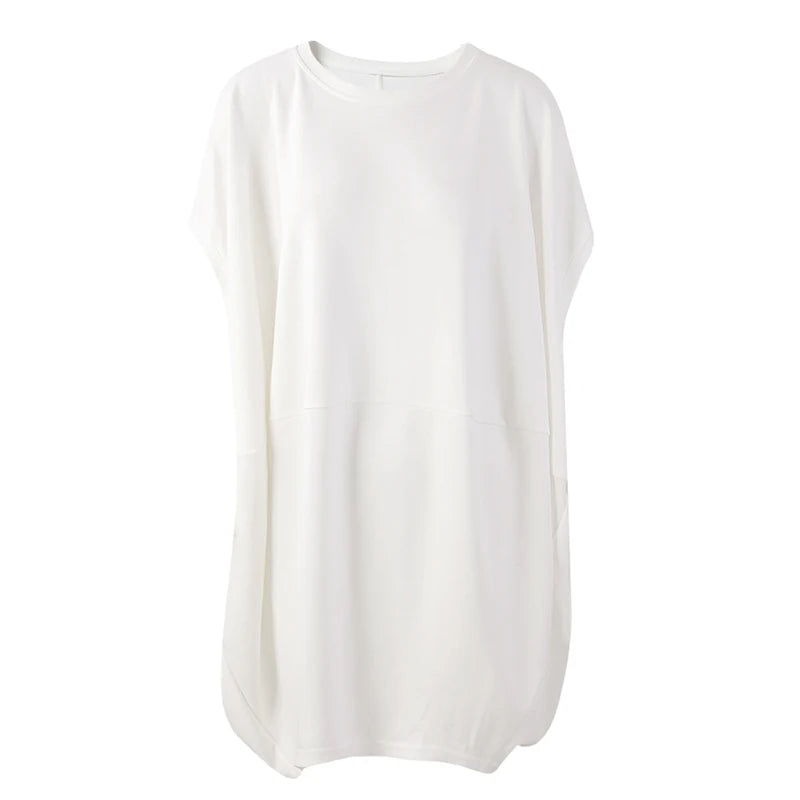 Women Black White Brief Big Size Casual Mini Dress New Round Neck Short Sleeve Fashion Tide Spring Summer 2025 1DH5840