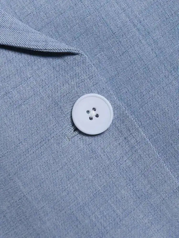 Women Blue Big Size Long Elegant Blazer New Lapel Long Sleeve Loose Fit Jacket Fashion Tide Spring Autumn 2025 2AAA0