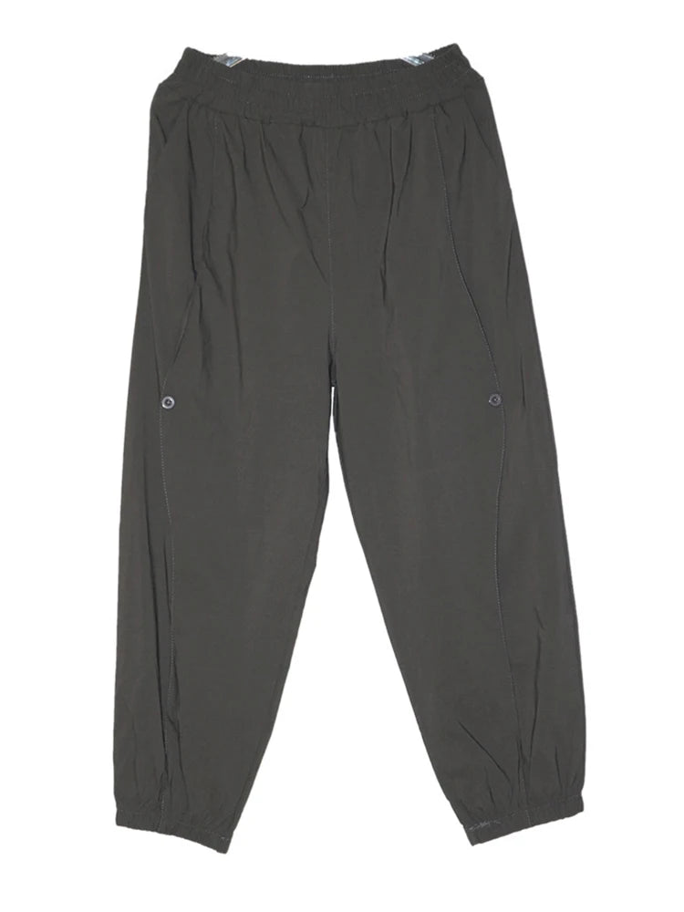 High Elastic Waist Black Brief Pocket Casual Harem Pants New Trousers Women Fashion Tide Spring Autumn 2025 1DJ0897