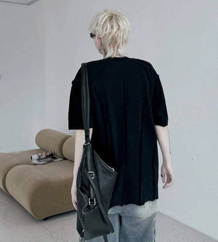 Men's T-shirts New Summer Solid Color Round Neck Handmade Nail Bead Seam Design Male Short Sleeve Trendy Menwear 9W1794