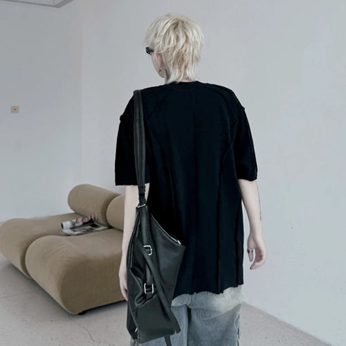 Load image into Gallery viewer, Men's T-shirts New Summer Solid Color Round Neck Handmade Nail Bead Seam Design Male Short Sleeve Trendy Menwear 9W1794
