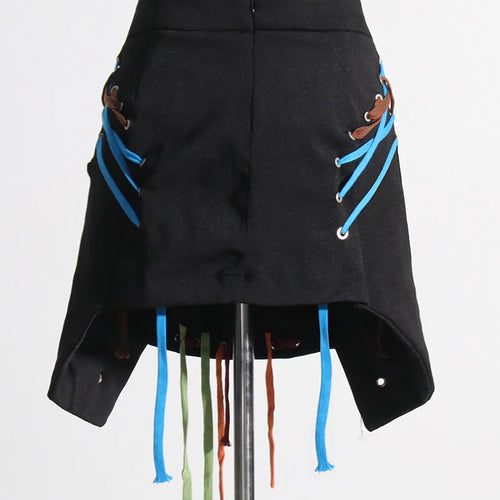 Load image into Gallery viewer, Patchwork Irregular Bandage Women Skirt High Waist Mini Plus Size Casual Black Skirts Female Summer

