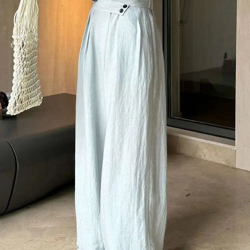 Load image into Gallery viewer, High Elastic Waist White Linen Pleated Long Elegant Wide Leg Pants New Trousers Women Fashion Spring Summer 2025 1DH6125
