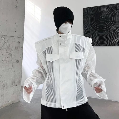 Load image into Gallery viewer, Deconstruction Mesh Splicing Jacket Male Thin Motorcycle Jackets Niche Design Punk Sun Protection 2025 Spring Tide 9C274
