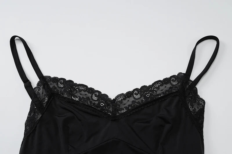 Lace Spaghetti Strap Sexy Mini Dress For Women Robe Fashion Sleeveless Backless Bodycon Side Split Club Dress Vestido