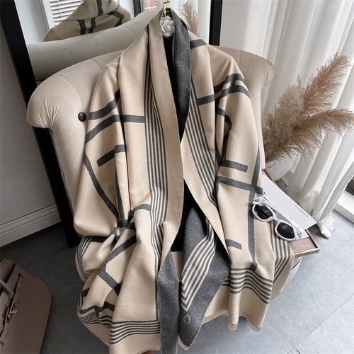 Load image into Gallery viewer, Warm Winter Scarf Cashmere Women Pashmina Design Print Shawls Wrap Female Thick Blanket Soft Bufanda Stoles Fashion
