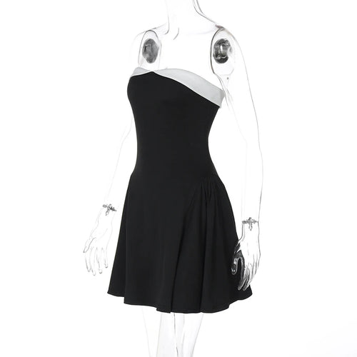 Load image into Gallery viewer, Sexy Sleeveless Patchwork Off-shoulder Backless Strapless Mini Dress For Women Solid Zipper Slim Sexy Club Party Dress
